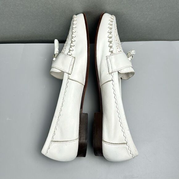 Jon Franco Pirelli Italy Tasseled Loafers White Leather Women’s 44 US 11,5 - Picture 5 of 15